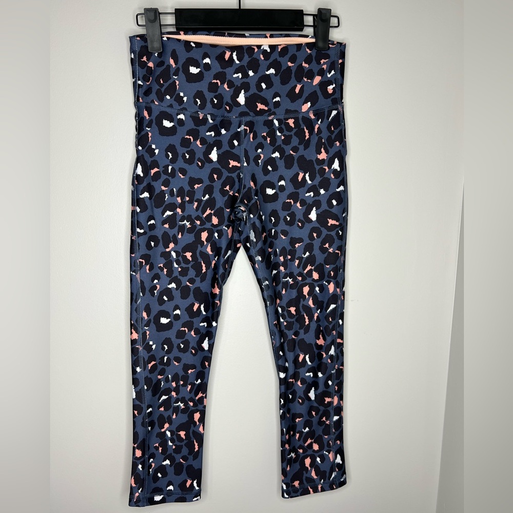 Marika sport leggings. Leopard print. Blue/peach. Excellent condition. Small.